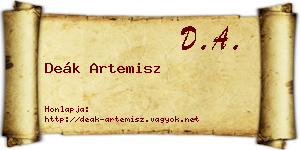 Deák Artemisz névjegykártya